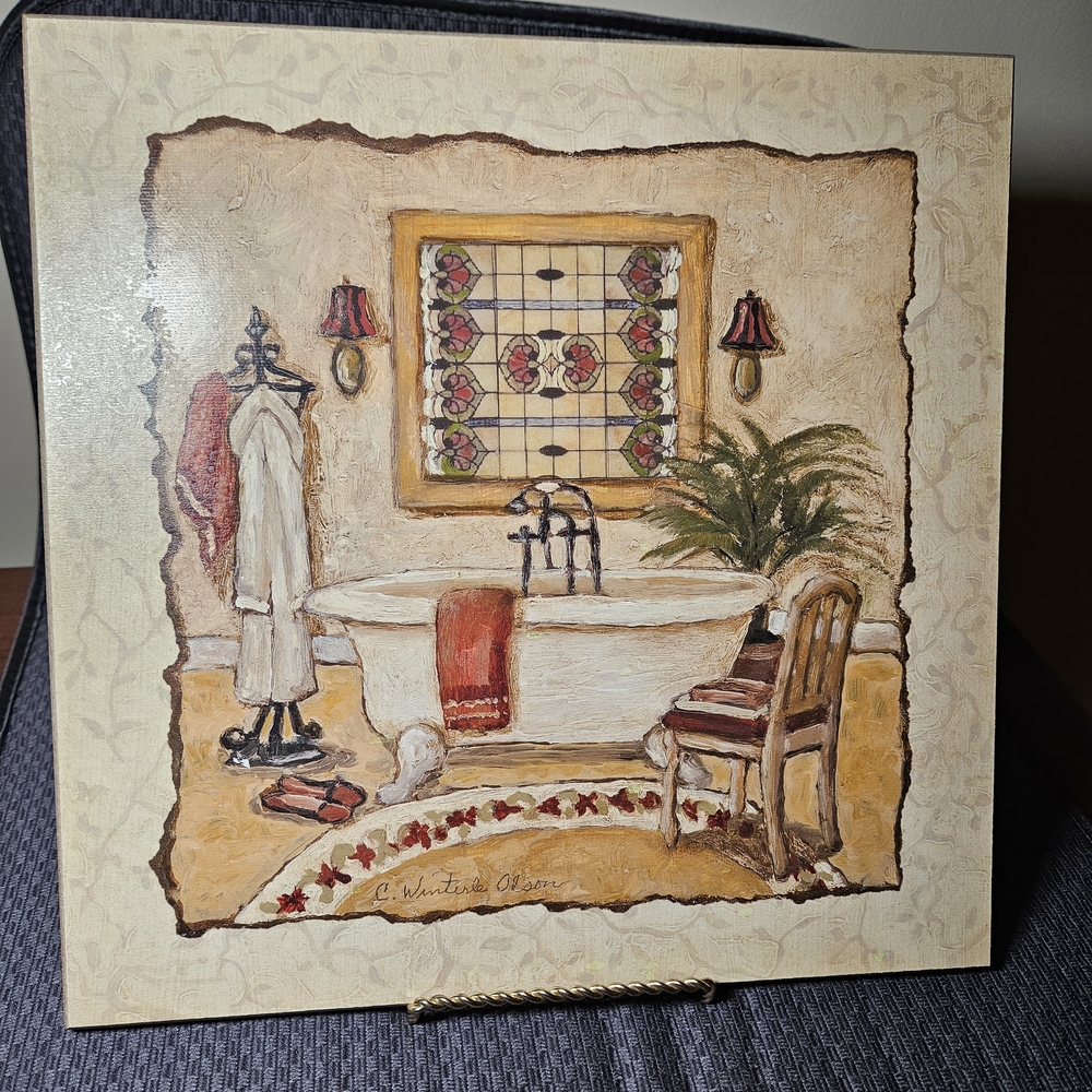 Vintage Bathroom Wall Art Plaque